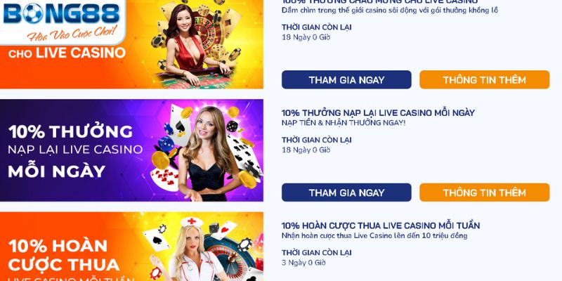 Siêu khuyến mãi Casino Bong88
